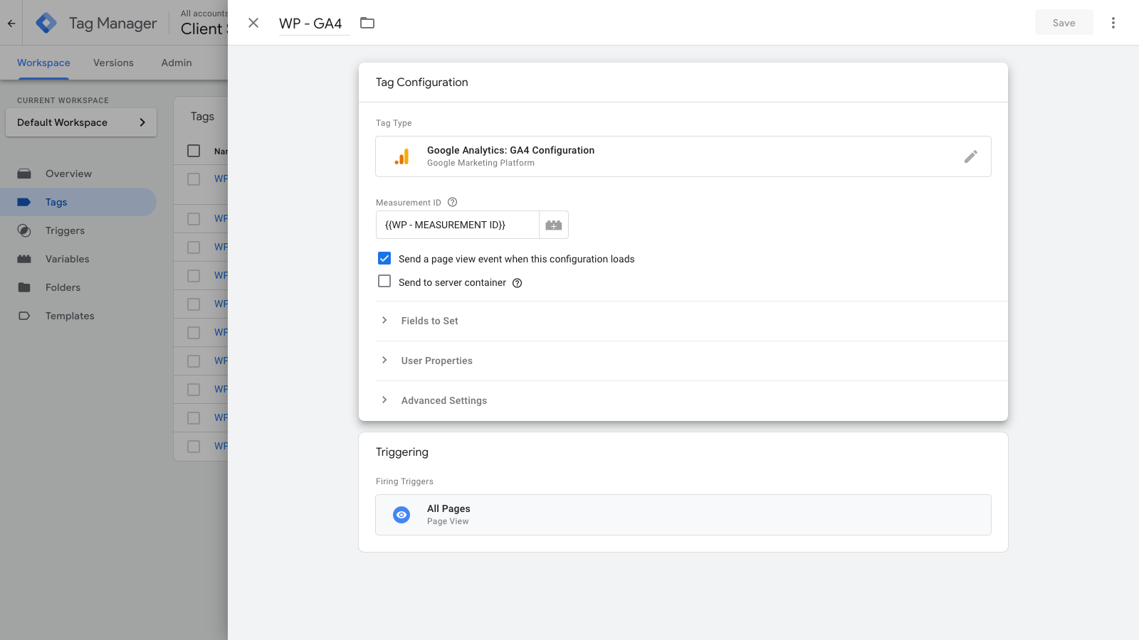 Client Side Google Tag Manager Tag Configuration