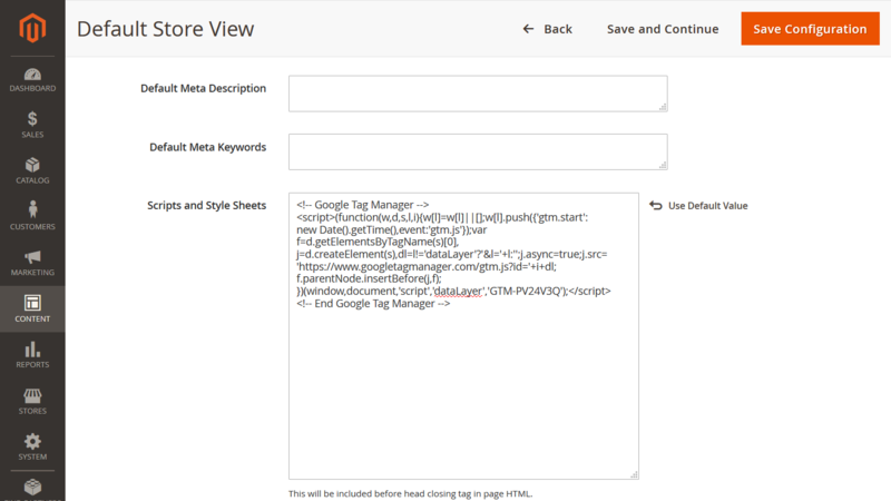 WeltPixel GTM Custom Scripts