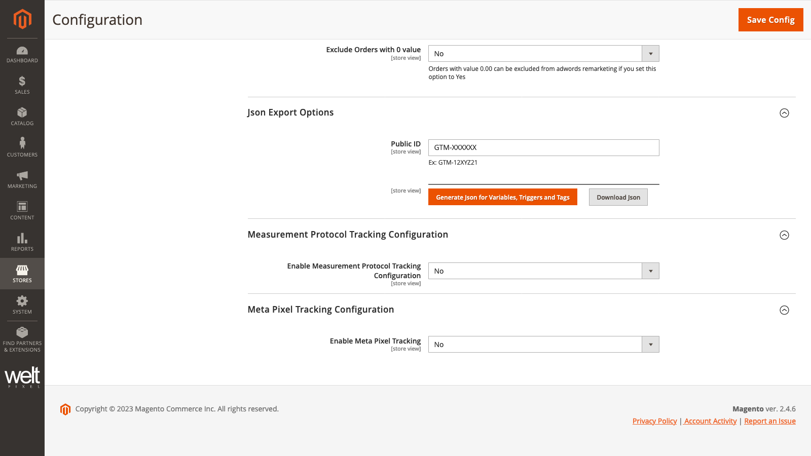 Google Analytics 4 Magento Admin Enhanced Conversions Download JSON