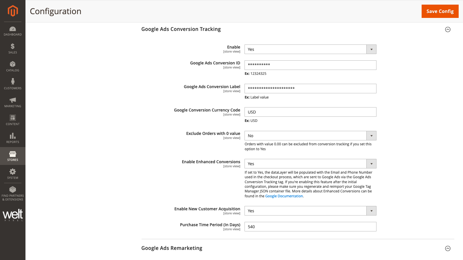 Google Analytics 4 Magento Admin Enhanced Conversions Settings
