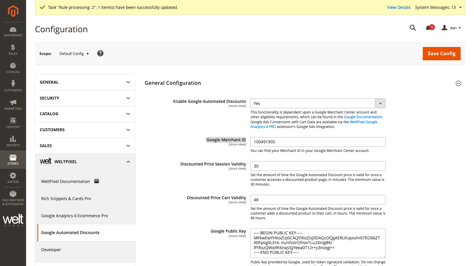 Google Automated Discounts Magento Admin Merchant Center ID Configuration