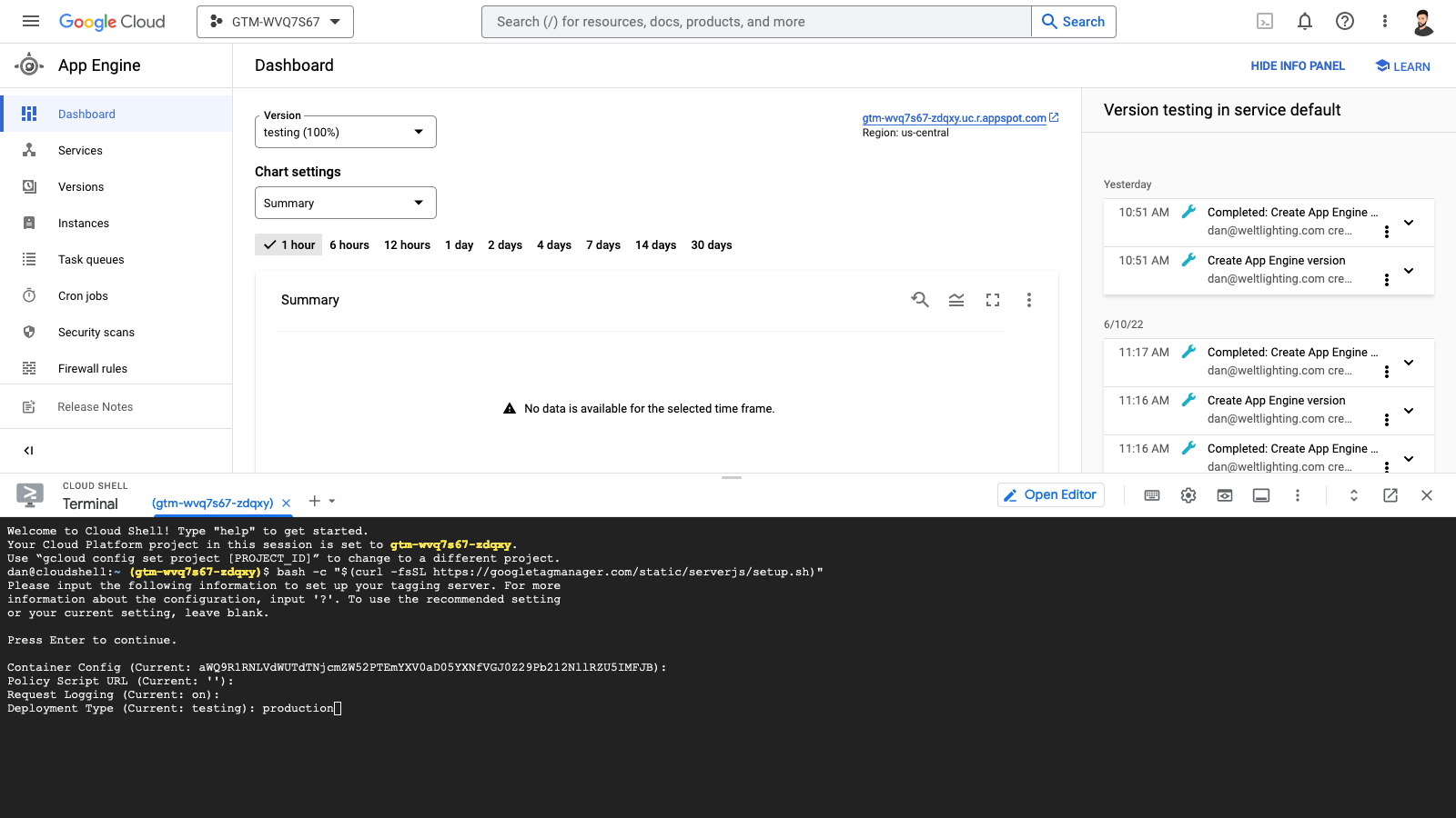 Google Cloud Platform Deploy Production