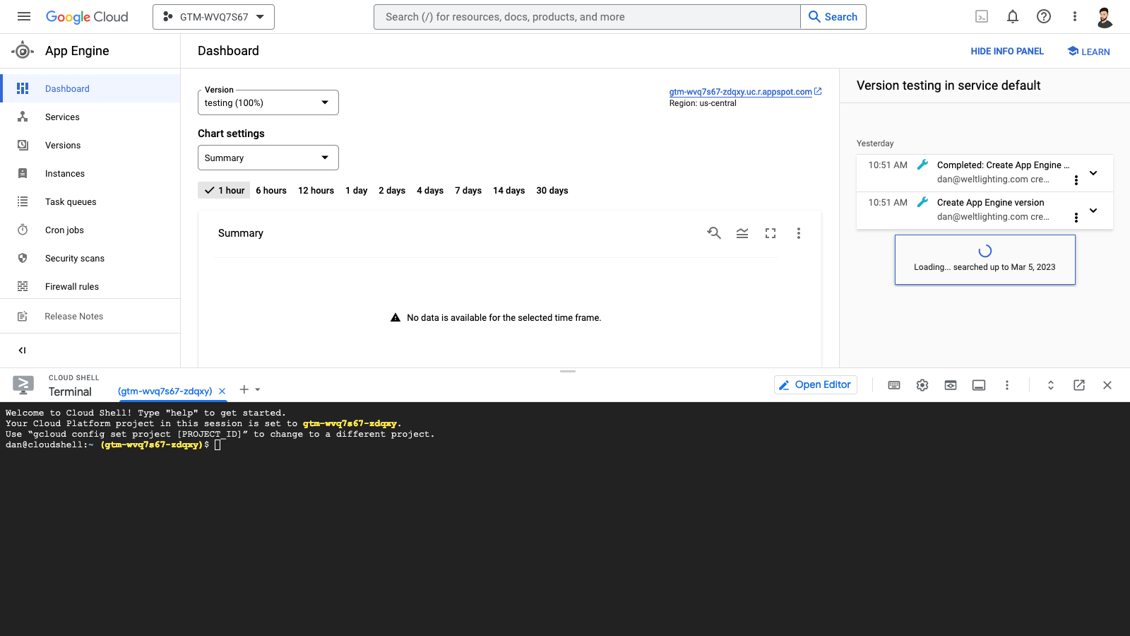 Google Cloud Platform Terminal