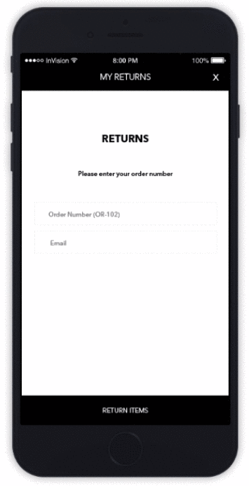 Magento 2 Return Order and RMA Extension illustrated example of return process on an iPhone.