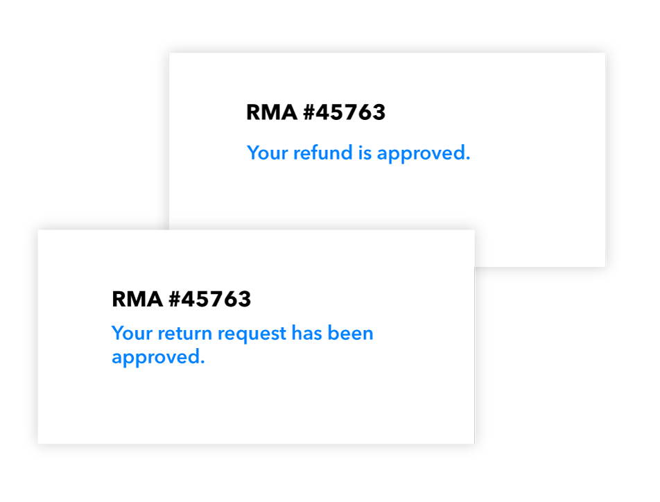 Magento 2 Return Order and RMA Extension sample RMA screens.