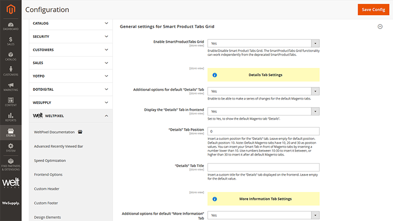 Magento 2 Custom Product Page Tabs General Settings