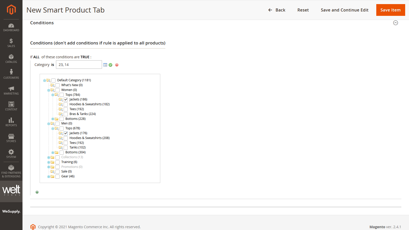 Magento 2 Custom Product Page Tabs Conditions