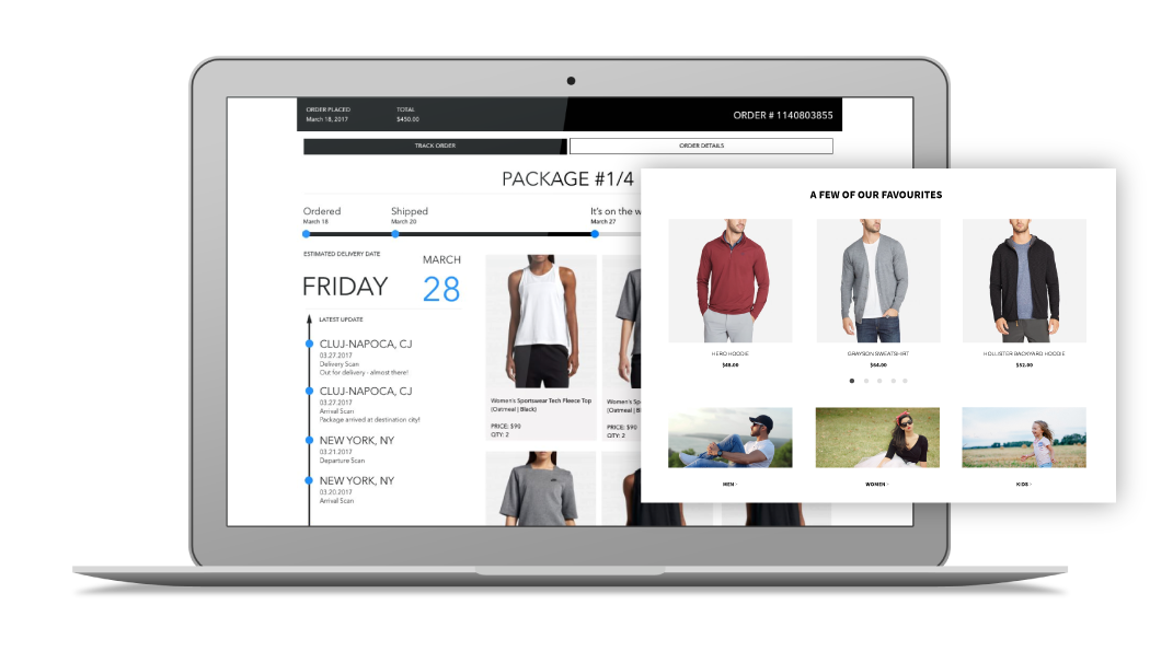 Magento 2 Order Tracking and SMS Notification KicksUSA upsell example page.